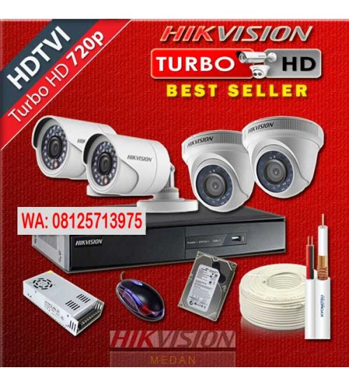 Paket  Murah CCTV  -  4 camera Dome/Outdoor AHD 1/ 1,3MP  Anyvision +  Pasang