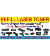 Jasa Refill Laser Toner - HP 85a/ 36a/ 78a/ 17a/ 35a/ 80a/ 05a dll - Canon | Xerox | Samsung | Brother dll  -- Sedia Sparepart Laserjet : Drum/ Toner/ Dokterblade/ Magnet / Wiper/ PCR dll..