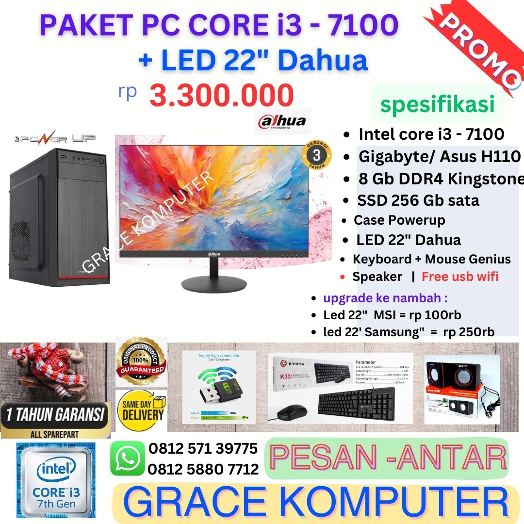 Paket PC core i3 - 7100 + LED 22" Dahua