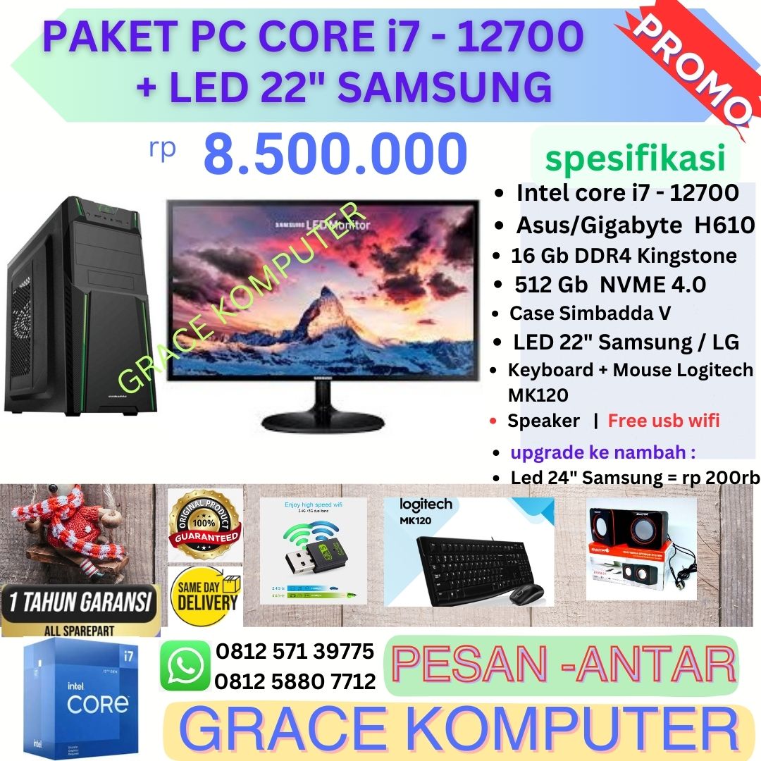Paket PC Core i7 - 12700 (gen 12) + LED 22" Samsung