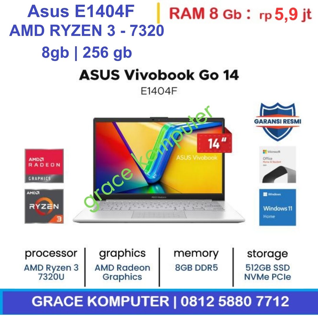 Asus Vivobook E1404F – AMD Ryzen 7320U 8GB 256 Gb SSD 14″FHD