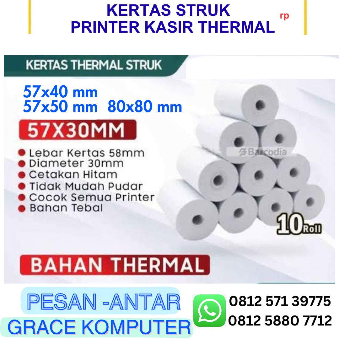 Kertas Thermal Printer Kasir (57x30) (57x40) (57x50) | (80x40) (80x50) (80x80) dll